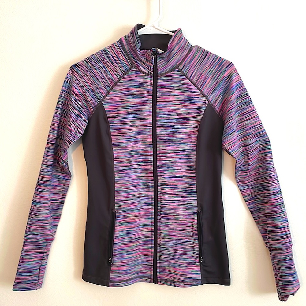 Multicolored running jacket. Gorgeous pattern